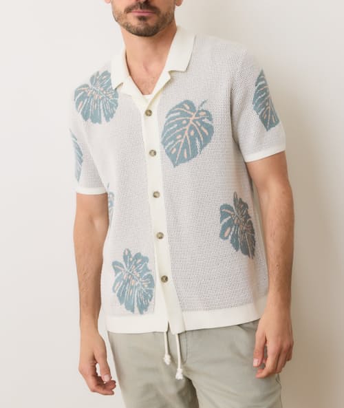 on model image of Asher Sweater Resort Short Sleeve Shirt