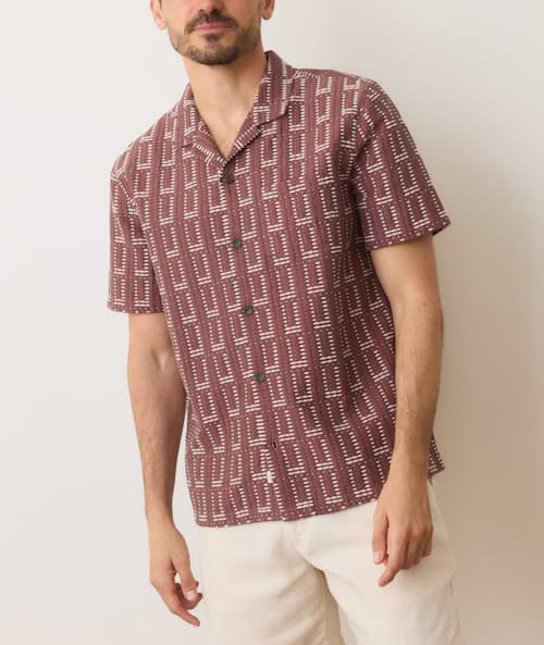 on model image of Dobby Resort Shirt