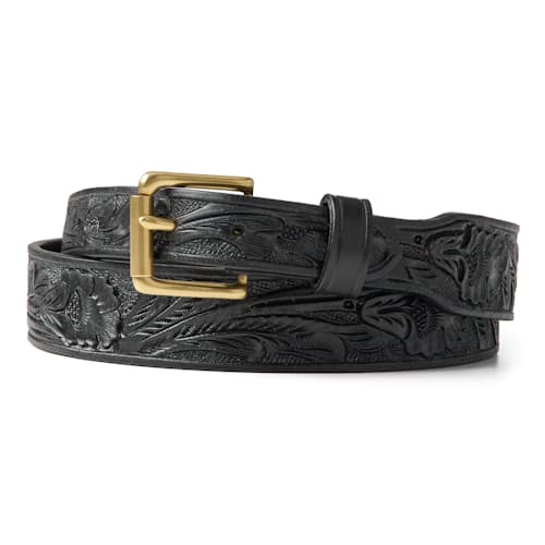 laydown image of Western Tooled Leather Belt