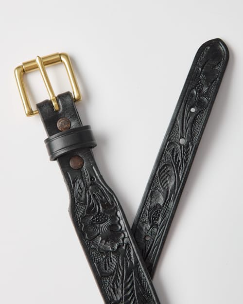 laydown detail image of Western Tooled Leather Belt