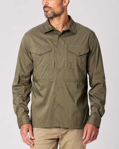 on model image of UPF Fishing Shirt