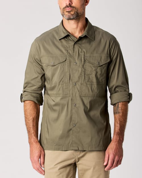 on model image of UPF Fishing Shirt