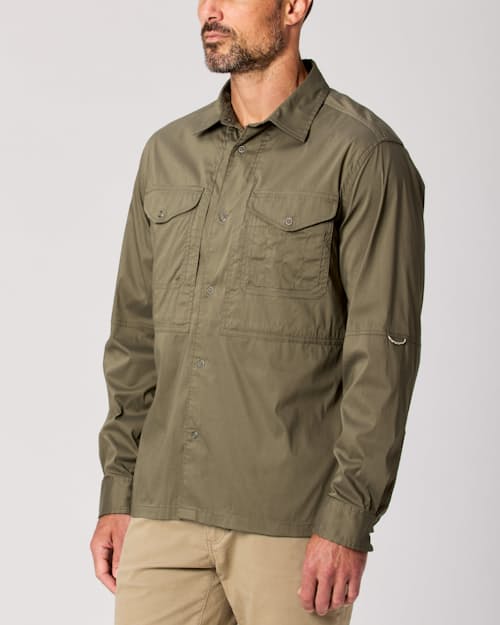 on model image of UPF Fishing Shirt