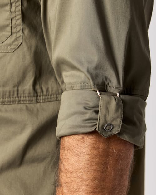 on model image of UPF Fishing Shirt