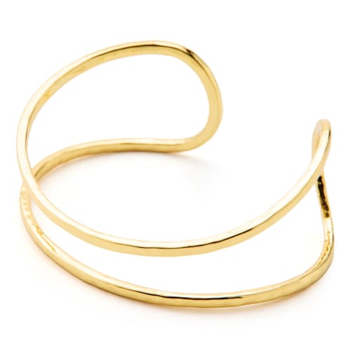 laydown image of Women's Hammered Gold Cuff Bracelet