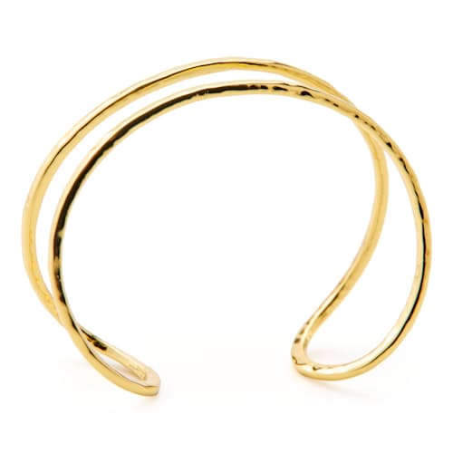 laydown image of Women's Hammered Gold Cuff Bracelet