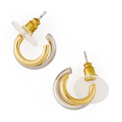 laydown image of Women's Two Tone Hoop Earrings