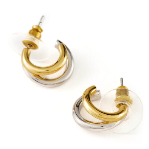 laydown image of Women's Two Tone Hoop Earrings