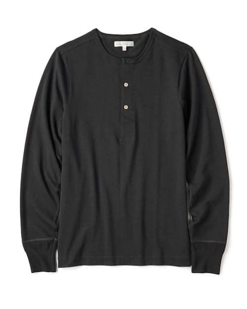 laydown image of Loopwheeled Long Sleeve Henley