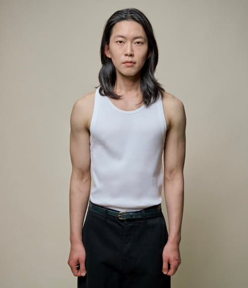 on model image of Classic Ribbed Tank