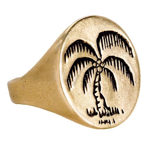 laydown image of Palm Tree Signet Ring