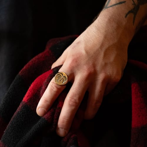 lifestyle image of Palm Tree Signet Ring