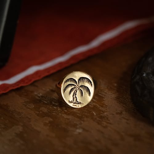 lifestyle image of Palm Tree Signet Ring