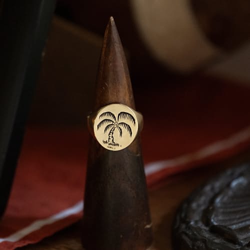 lifestyle image of Palm Tree Signet Ring