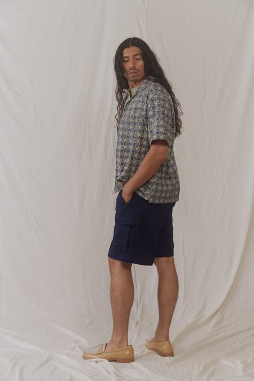 on model image of Khushi Camp Shirt