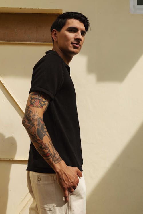 lifestyle image of Manbir Johnny Collar Polo