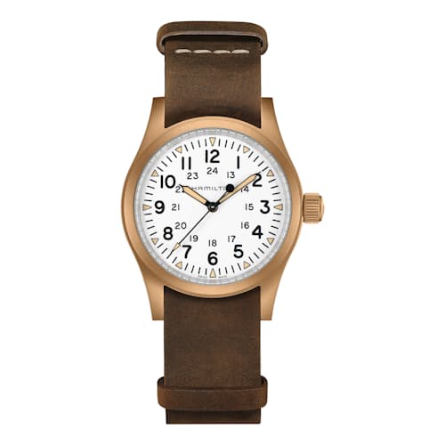 laydown image of Khaki Field Mechanical Bronze 38mm Watch