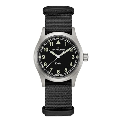 laydown image of Khaki Field Quartz 38mm Field Watch