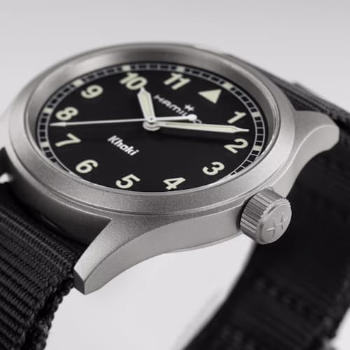 laydown detail image of Khaki Field Quartz 38mm Field Watch