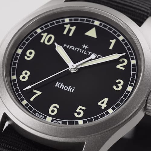 laydown detail image of Khaki Field Quartz 38mm Field Watch