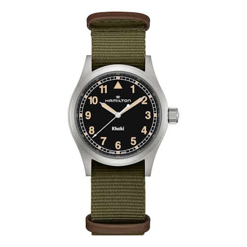 laydown image of Khaki Field Quartz 38mm Field Watch