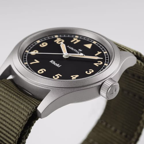 laydown detail image of Khaki Field Quartz 38mm Field Watch