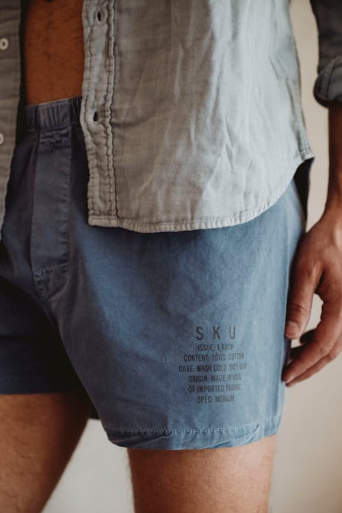 on model image of Distressed Dye Field Boxers