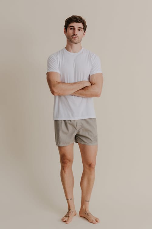 on model image of Distressed Dye Field Boxers