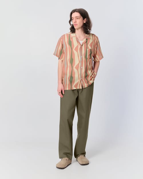 on model image of Beach Camp Collar Short Sleeve Shirt