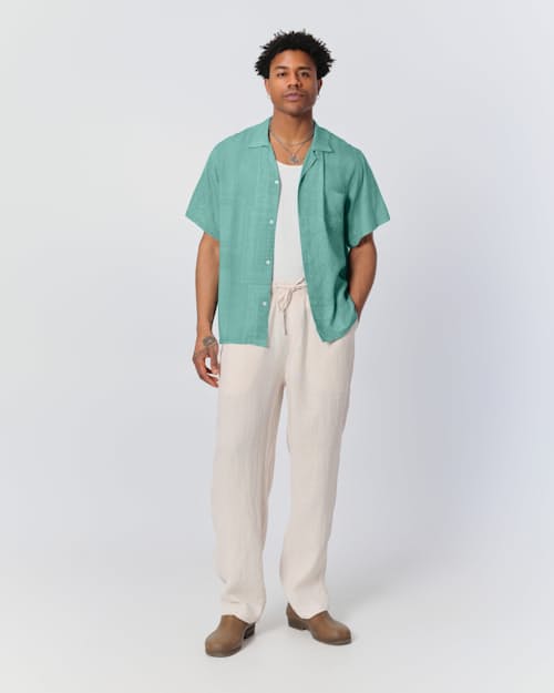on model image of Beach Camp Collar Short Sleeve Shirt