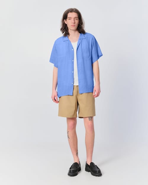 on model image of Beach Camp Collar Short Sleeve Shirt