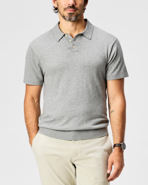 on model image of Cotton Cashmere Sweater Polo