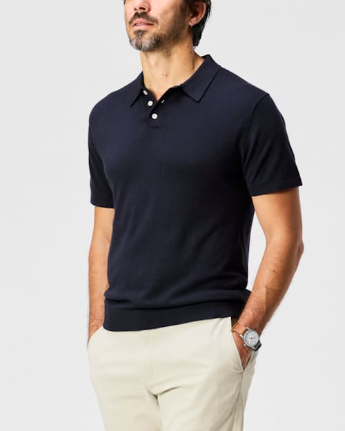 on model image of Cotton Cashmere Sweater Polo