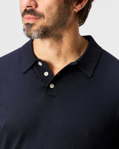 on model image of Cotton Cashmere Sweater Polo