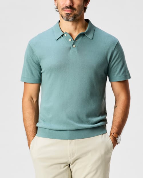 on model image of Cotton Cashmere Sweater Polo