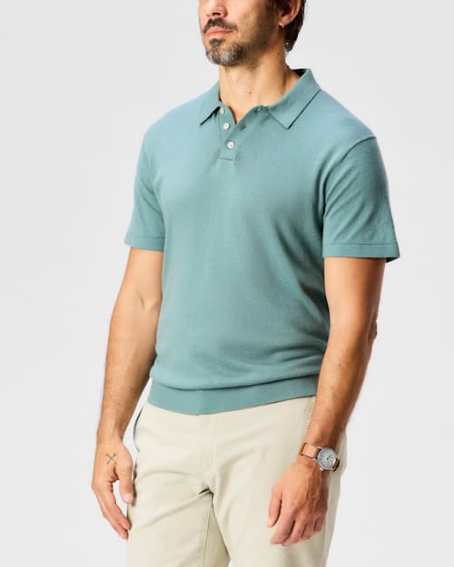on model image of Cotton Cashmere Sweater Polo