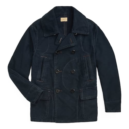 laydown image of Jackson Cotton Moleskin Peacoat