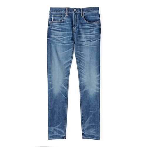 laydown image of The Scissors Slim Tapered Stretch Selvedge Denim Jeans