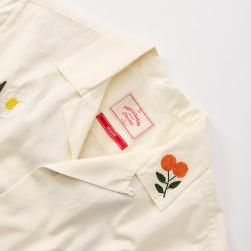 laydown detail image of Embroidered Flowers Camp Collar Shirt