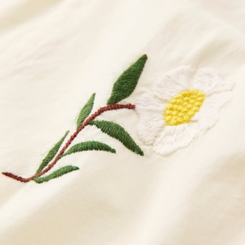 laydown detail image of Embroidered Flowers Camp Collar Shirt