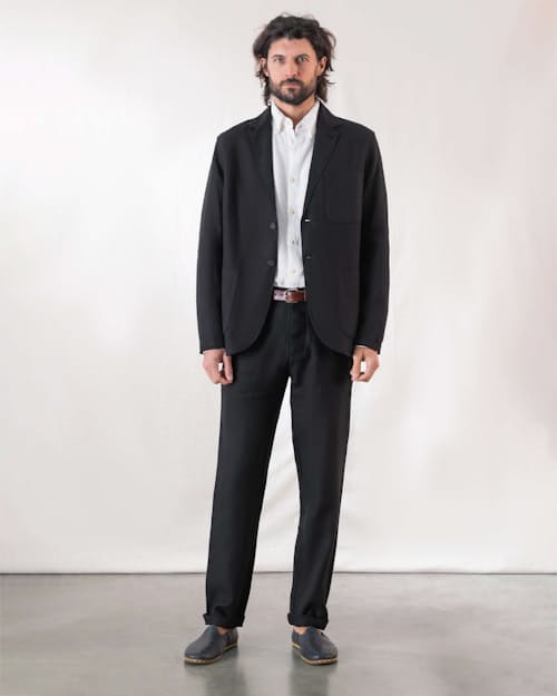 on model image of Alta French Linen Trousers
