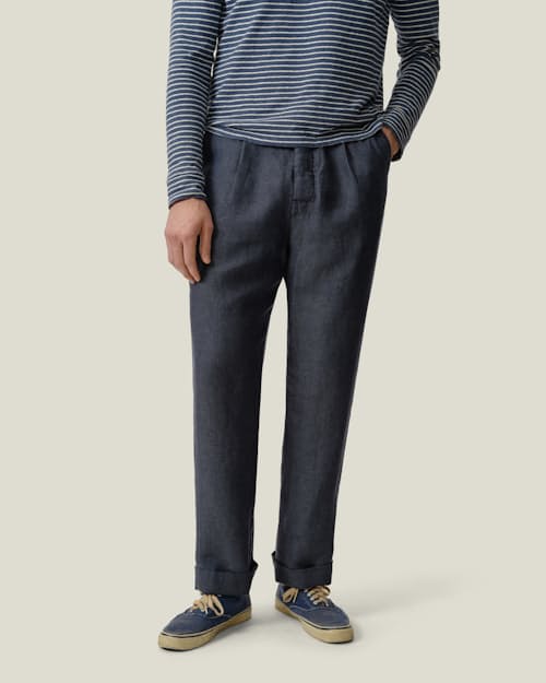 lifestyle image of Alta French Linen Trousers