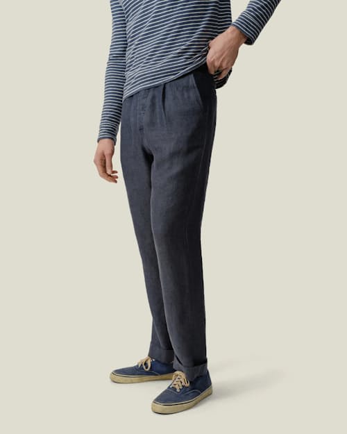 lifestyle image of Alta French Linen Trousers