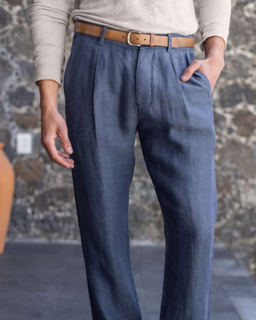 lifestyle image of Alta French Linen Trousers