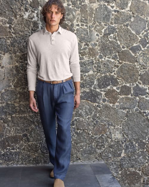 lifestyle image of Alta French Linen Trousers