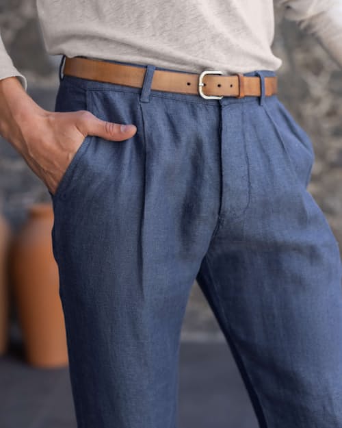 lifestyle image of Alta French Linen Trousers