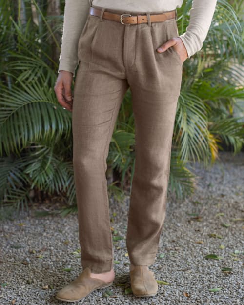 lifestyle image of Alta French Linen Trousers
