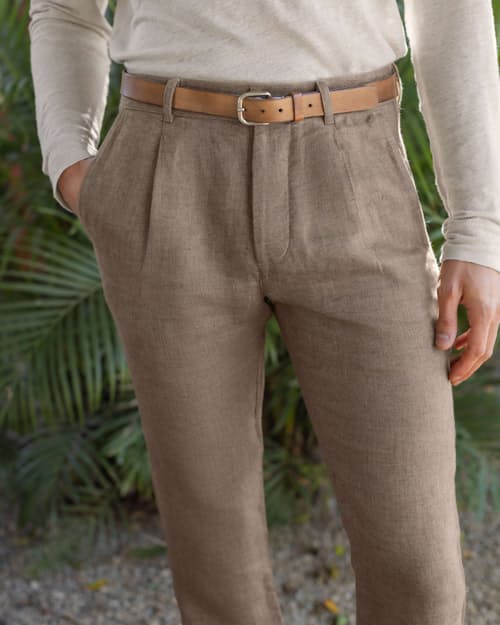 lifestyle image of Alta French Linen Trousers
