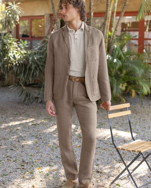 lifestyle image of Alta French Linen Trousers