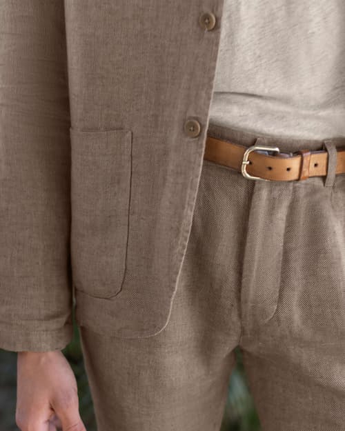 lifestyle image of Alta French Linen Trousers